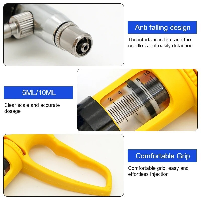 Veterinary Drench Gun Animal Syringe Injector Pig Cattle Sheep Chicken Vaccine