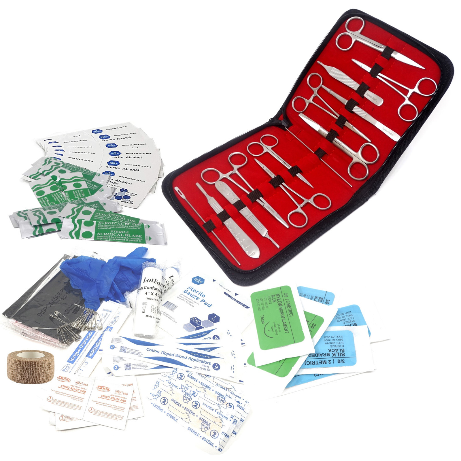 Advanced Surgical Suture First Aid Kit, Medical Trauma Survival Pack – 119 Piece