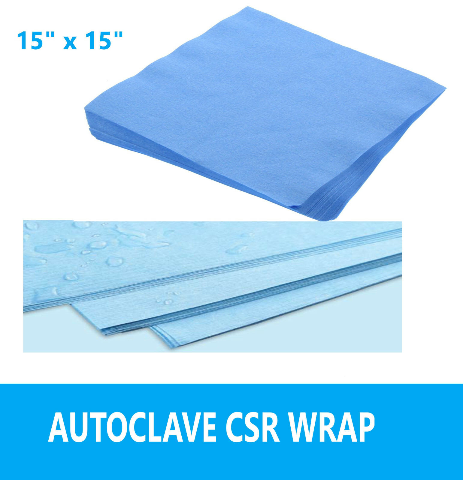 Dental AUTOCLAVE CSR Sterilization Wraps 15″ x 15″ 100 to 500/Bx, Latex Free