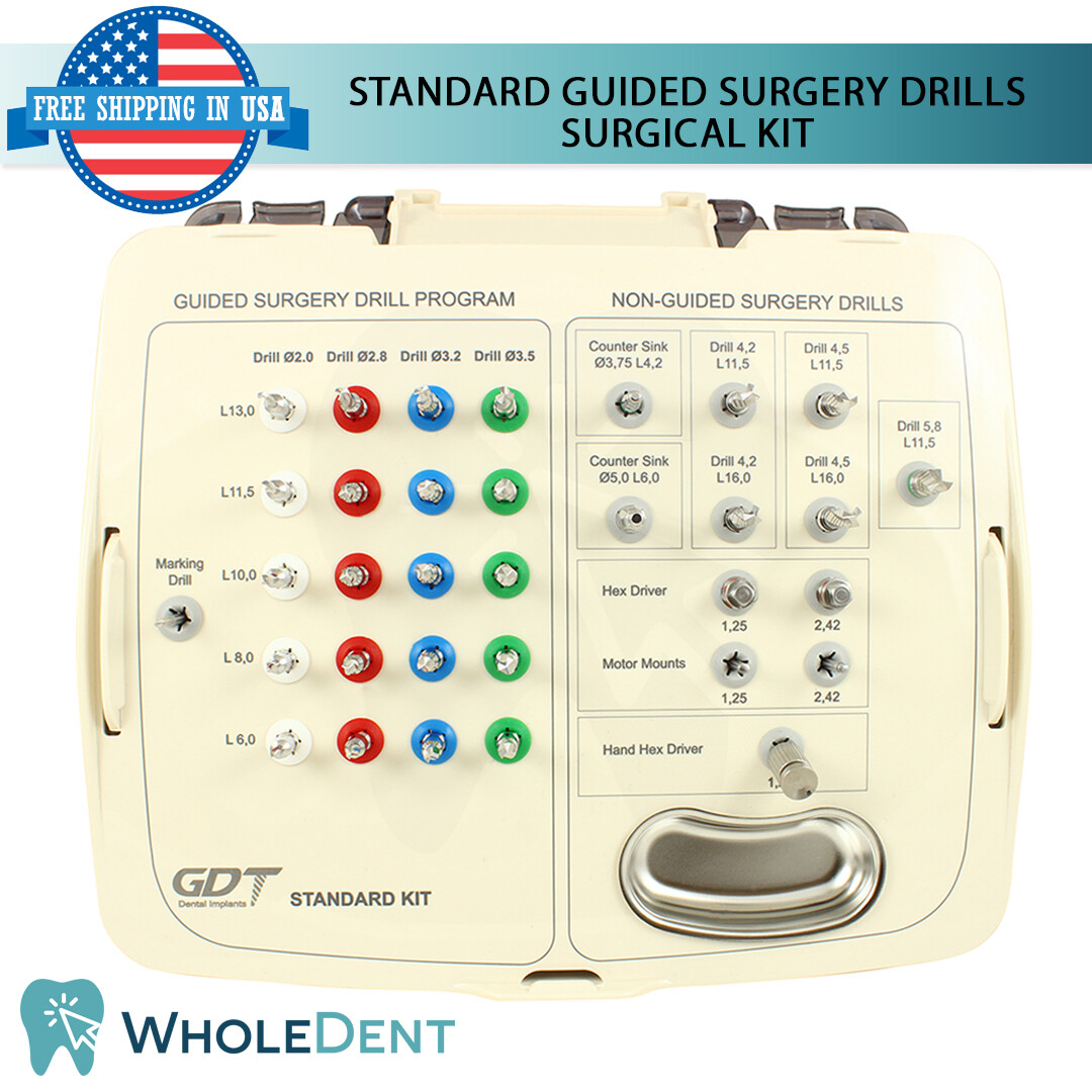 Guided Integral Stopper Drills Kit Dental Drill Hex Driver Tool Internal Hex