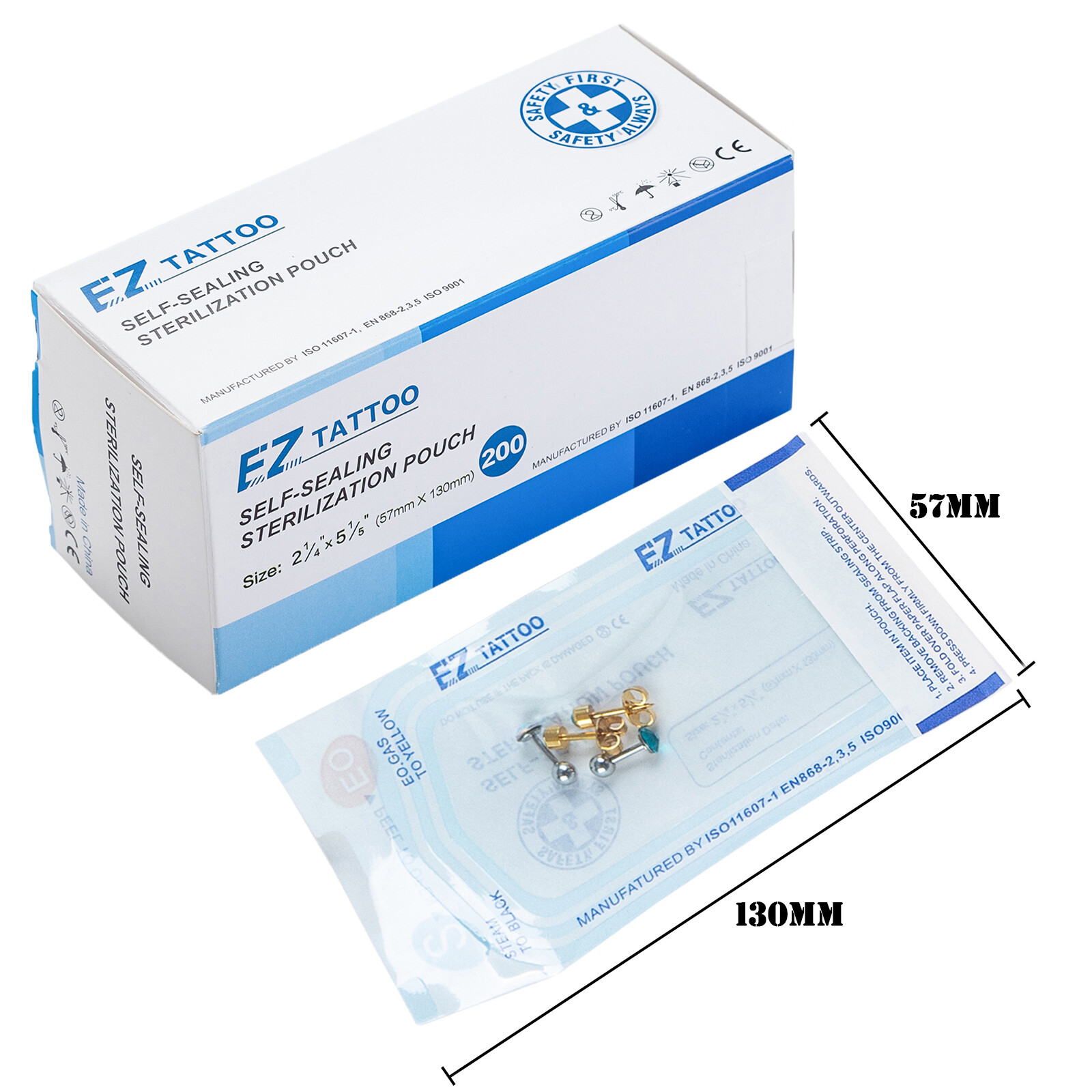 EZ Self-sealing Sterilization Medical-grade Bag Disposable 200pcs Tattoo Covers