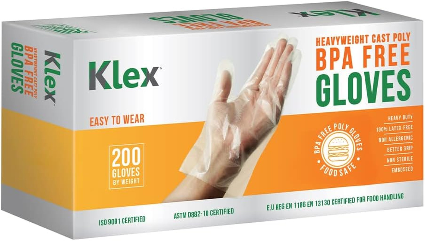 200 BPA Free Disposable Heavyweight Cast Poly CPE Gloves, Embossed PE Plastic Gl