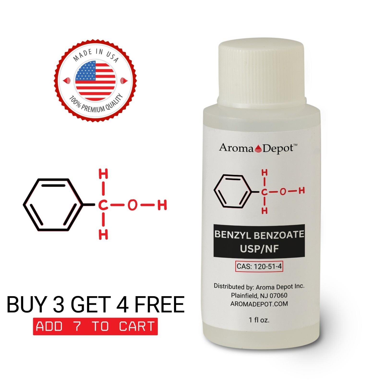 Benzyl Benzoate 1 oz. USP/NF Wholesale Cas: 120-51-4 Bulk for Aroma, Cosmetics