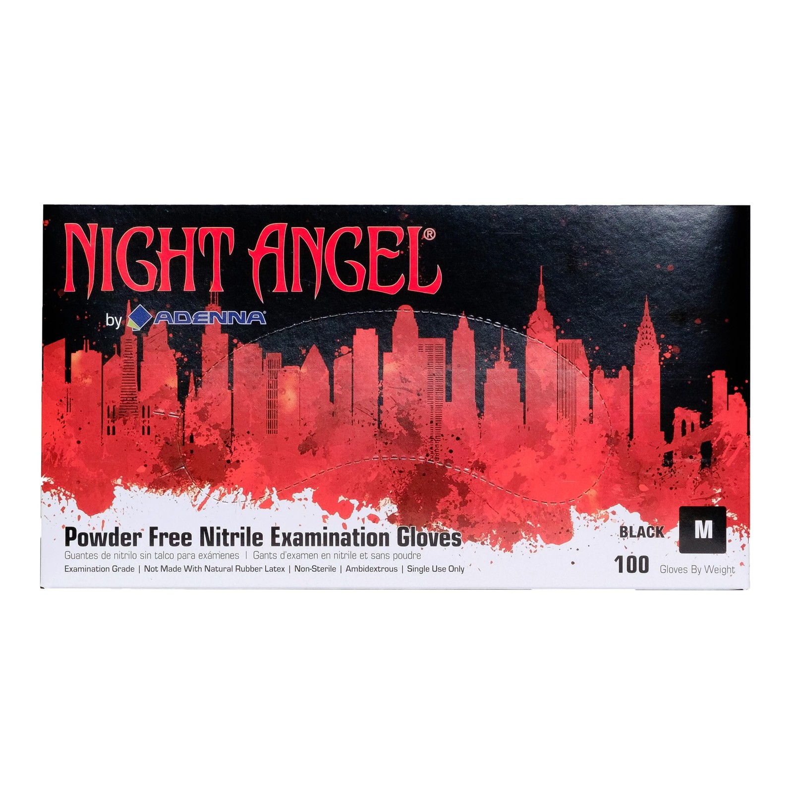 Adenna Night Angel 4 Mil Nitrile Powder Free Exam Gloves (Black Apparel