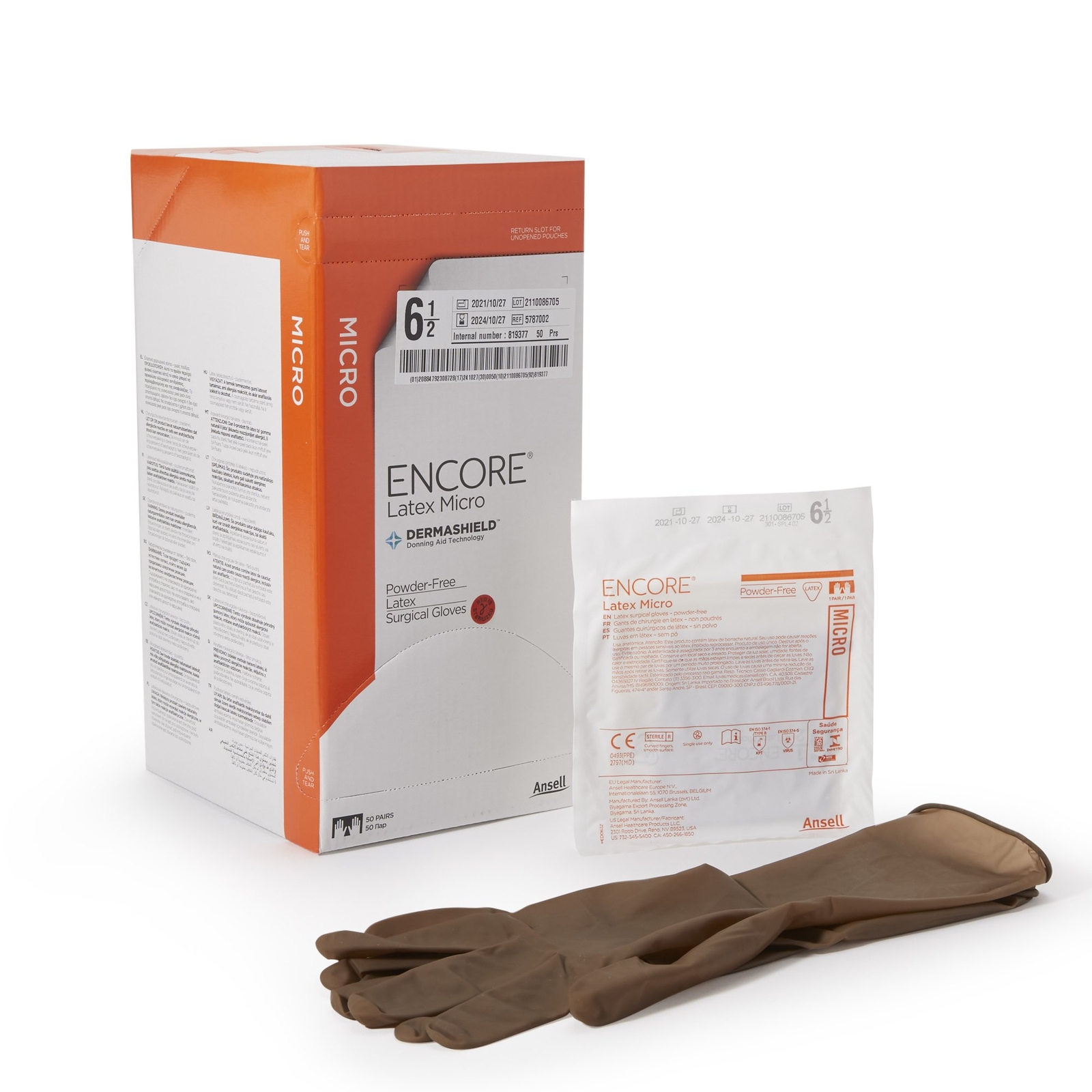 ENCORE Latex Micro Latex Surgical Glove Standard Cuff Length SIZE 6.5 50 per Box