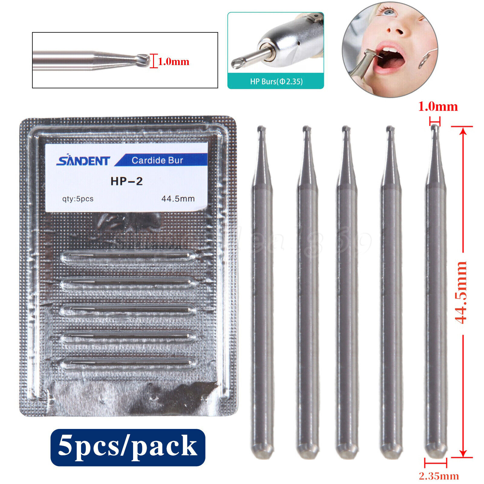 Dental Carbide Burs Round HP 1 2 3 4 8 For Low Speed Straight Handpiece po