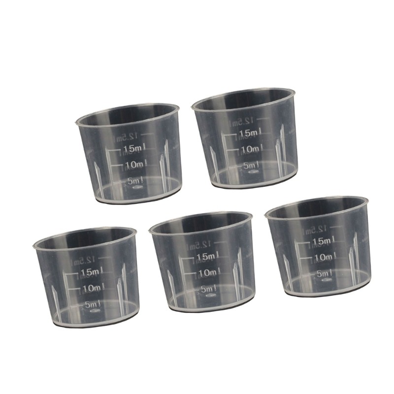 5Pcs Small Plastic Measuring Cups 10-100ml Transparent Liquid Kitchen Lab Tools