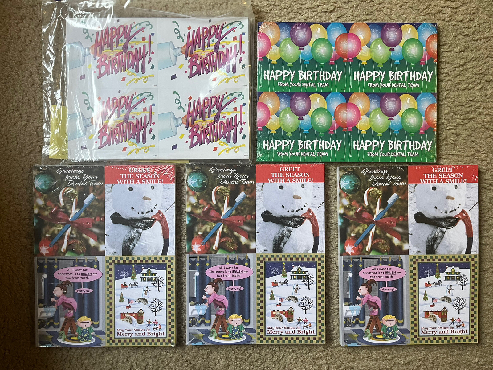 1000 Dental Appointment Recall Happy Birthday Christmas Postcards -Laser Printer