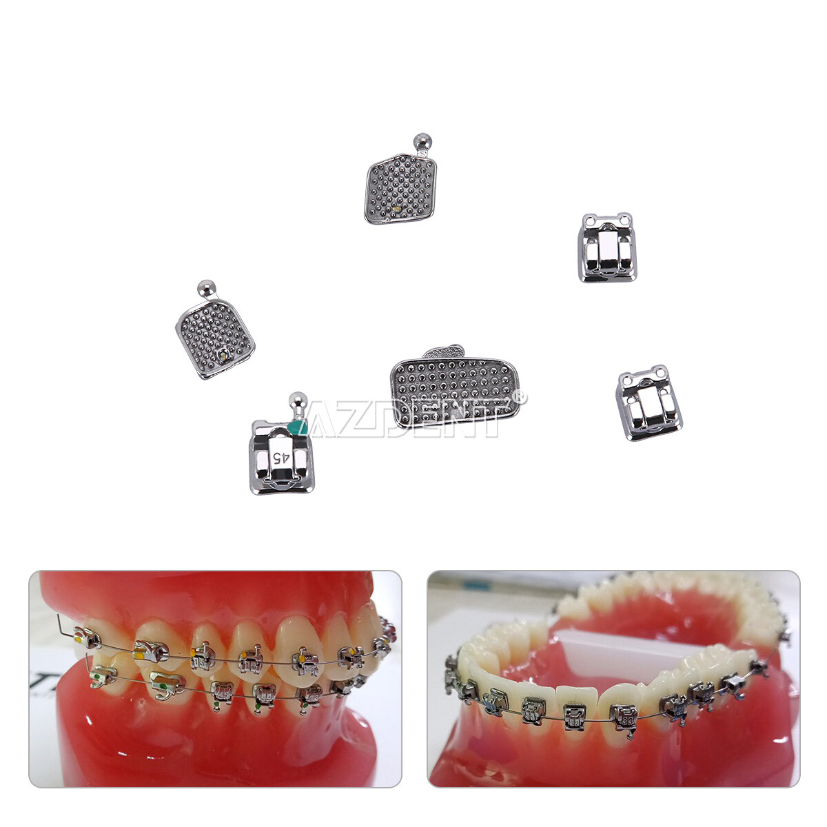 AZDENT Brackets de Ortodoncia Dental Autoligado Pasivo MBT/Roth 022 Ganchos 345