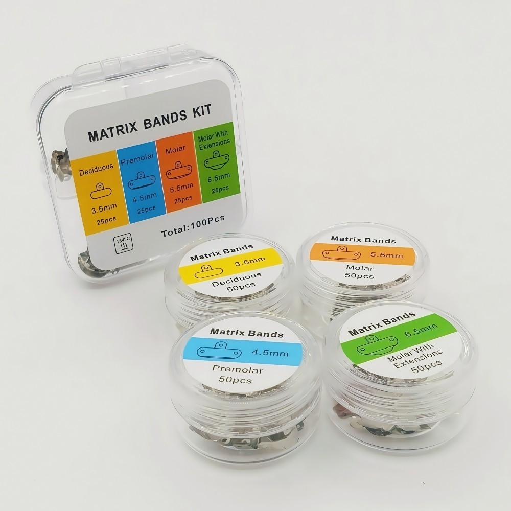3.5-6.5mm Dental Matrix Bands Sectional Matrice Ultra-thin 0.038 mm 50Pcs/100Pcs