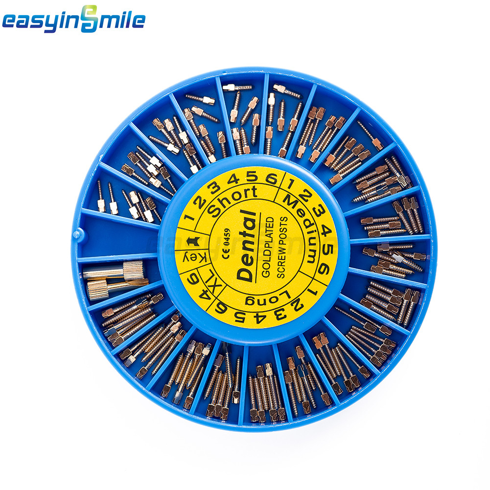 Dental Endodontic Conical Screw Post Kit Gold Plated Conical+Key 120Pcs EASYINSM