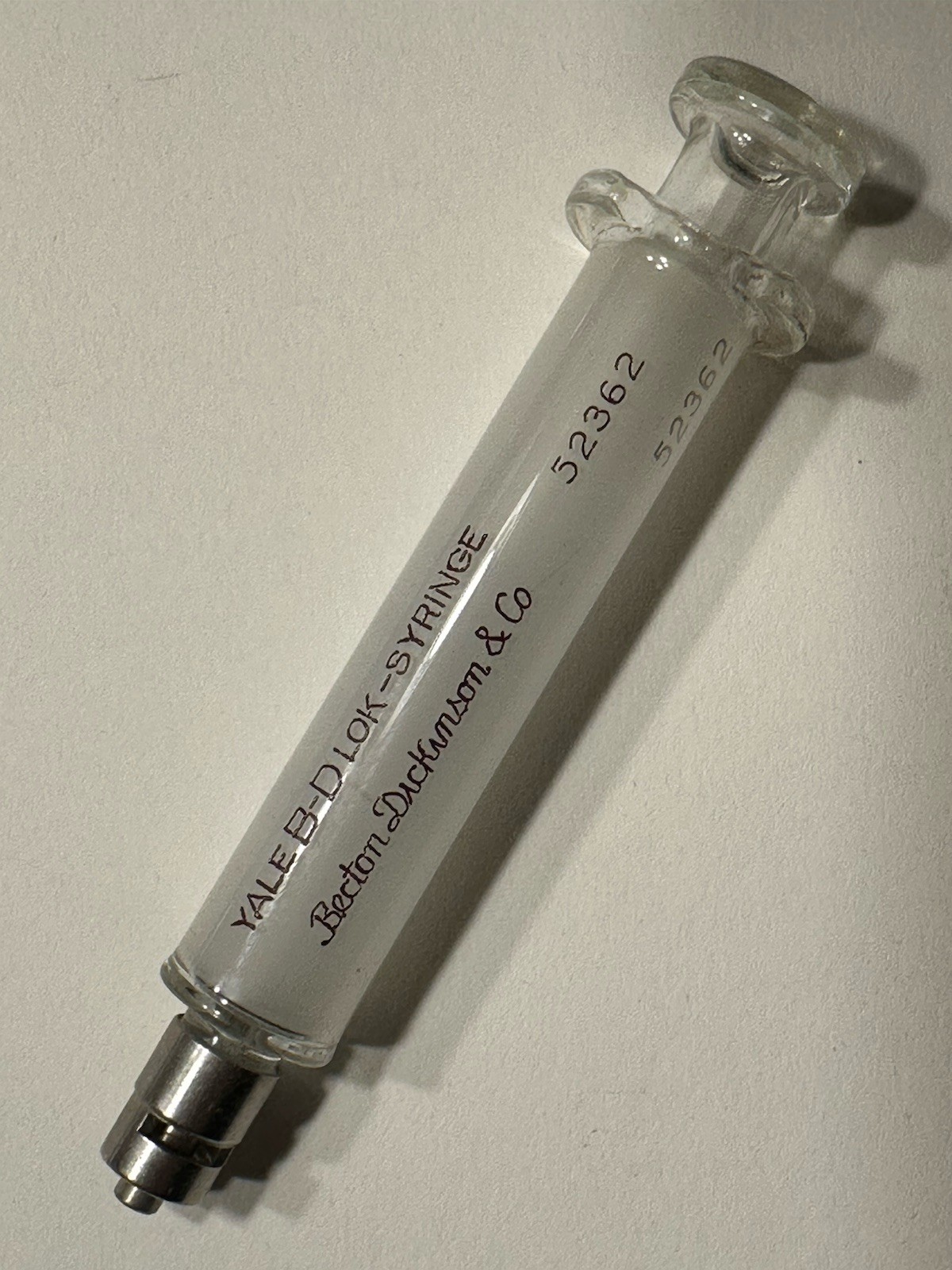 Vintage Becton Dickinson Yale B-D Lok 50cc Glass Syringe