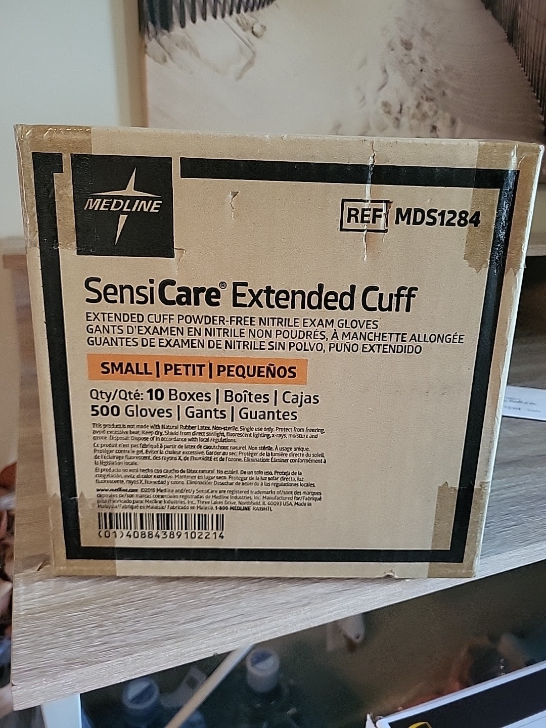 Case/500 Gloves Medline SensiCare Extended Cuff Nitrile Exam Small MDS1284