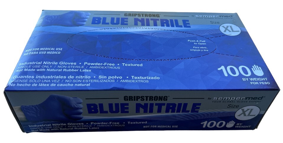 1000 Sempermed 10 Packs Of 100 Blue Nitrile Latex Gloves X-Large Powered-Free