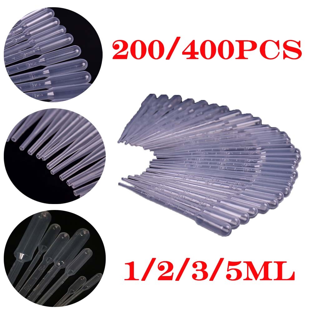 Disposable 1/2/3/5ml Eye Dropper Set Transfer Lab Graduated Pipettes 200/400Pcs