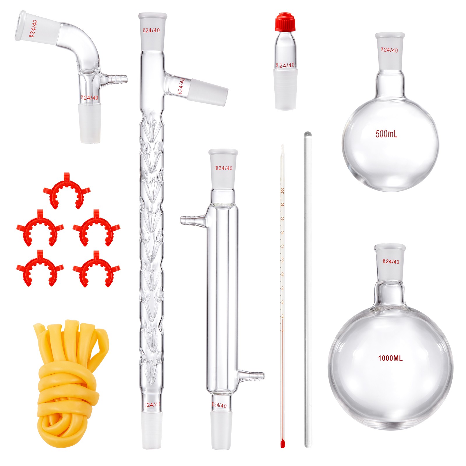 Uimoso Lab Glassware Distillation Kit 1000ml 3.3 Boro 14 pcs Glassware Equipment
