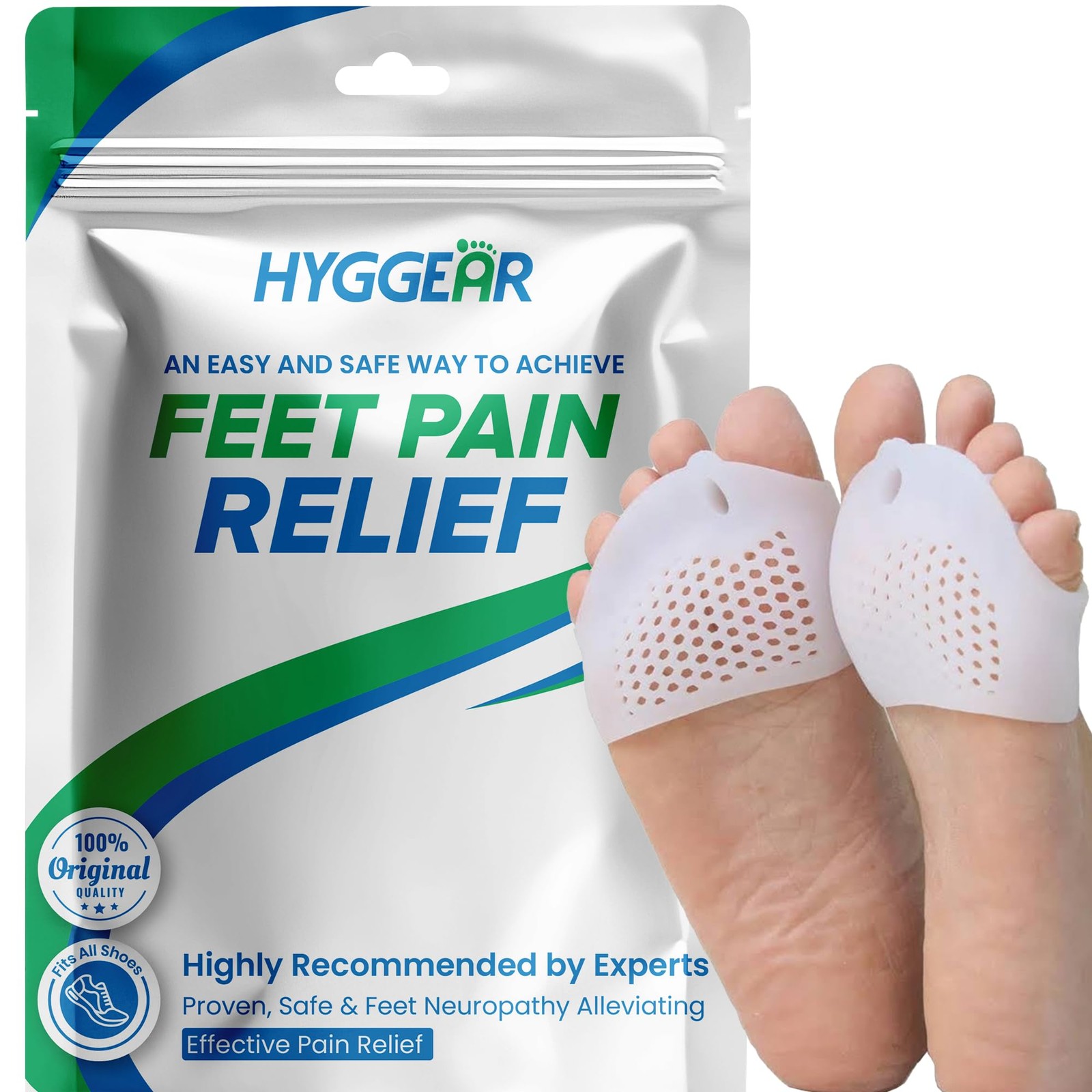 Hyggear Silicone Toe Separators (Left & Right Pair), One Size, White