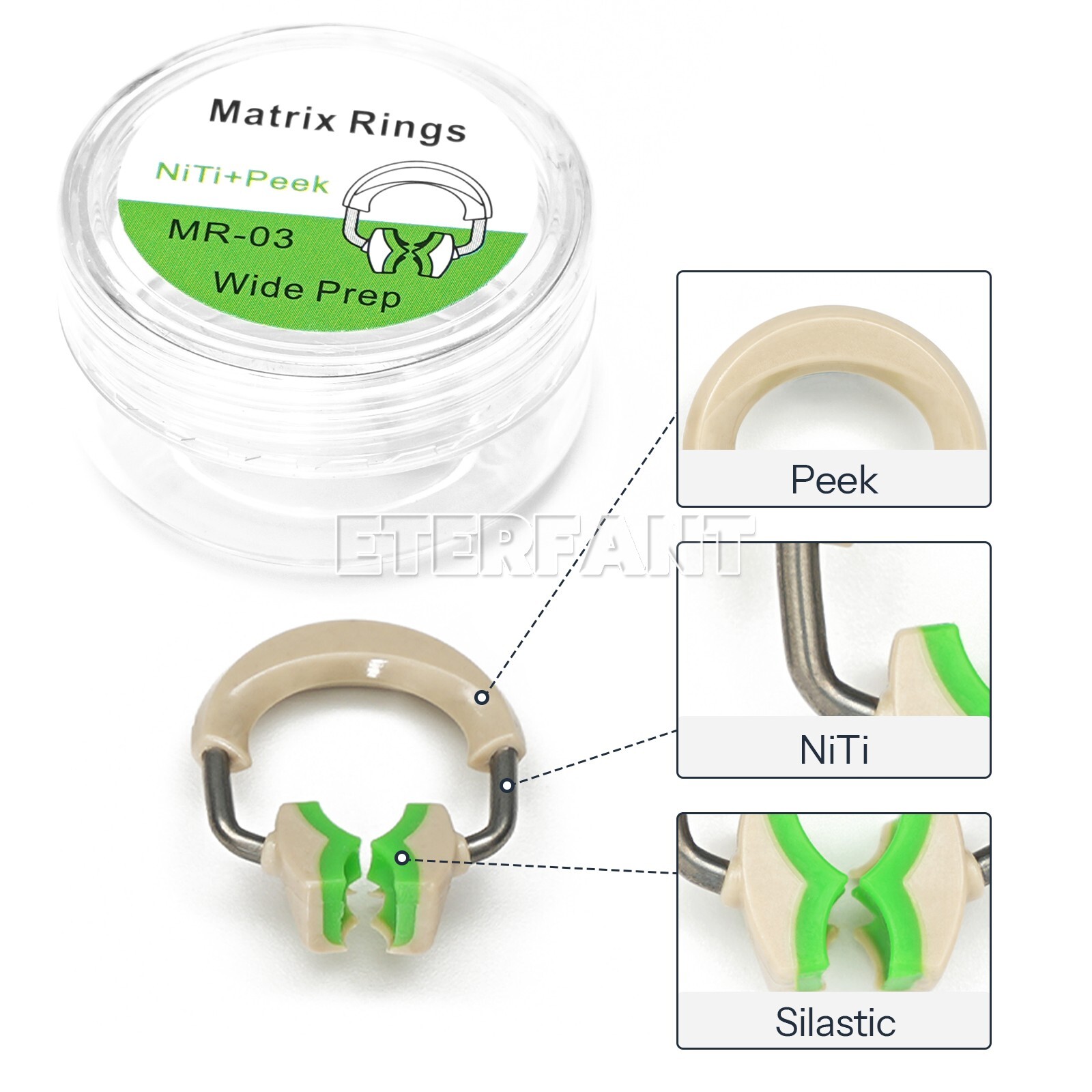 Dental 3D Separator Matrix Bands Rings Matrices Clip Clamp Titanium Fit Garrison