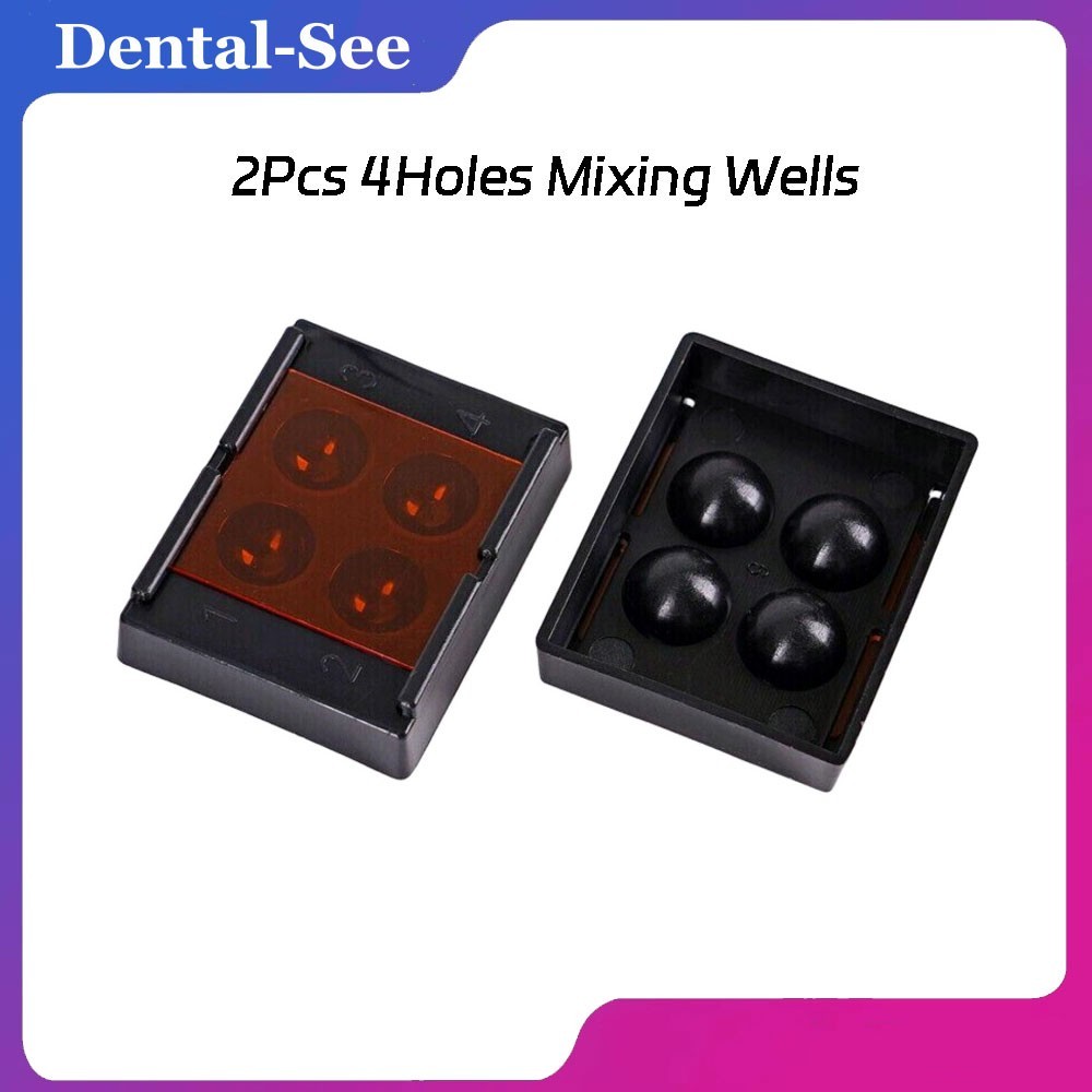 2Pc 4Holes Dental Veneer Storage Case Teeth Patch Shading Light Mixing Wells Box