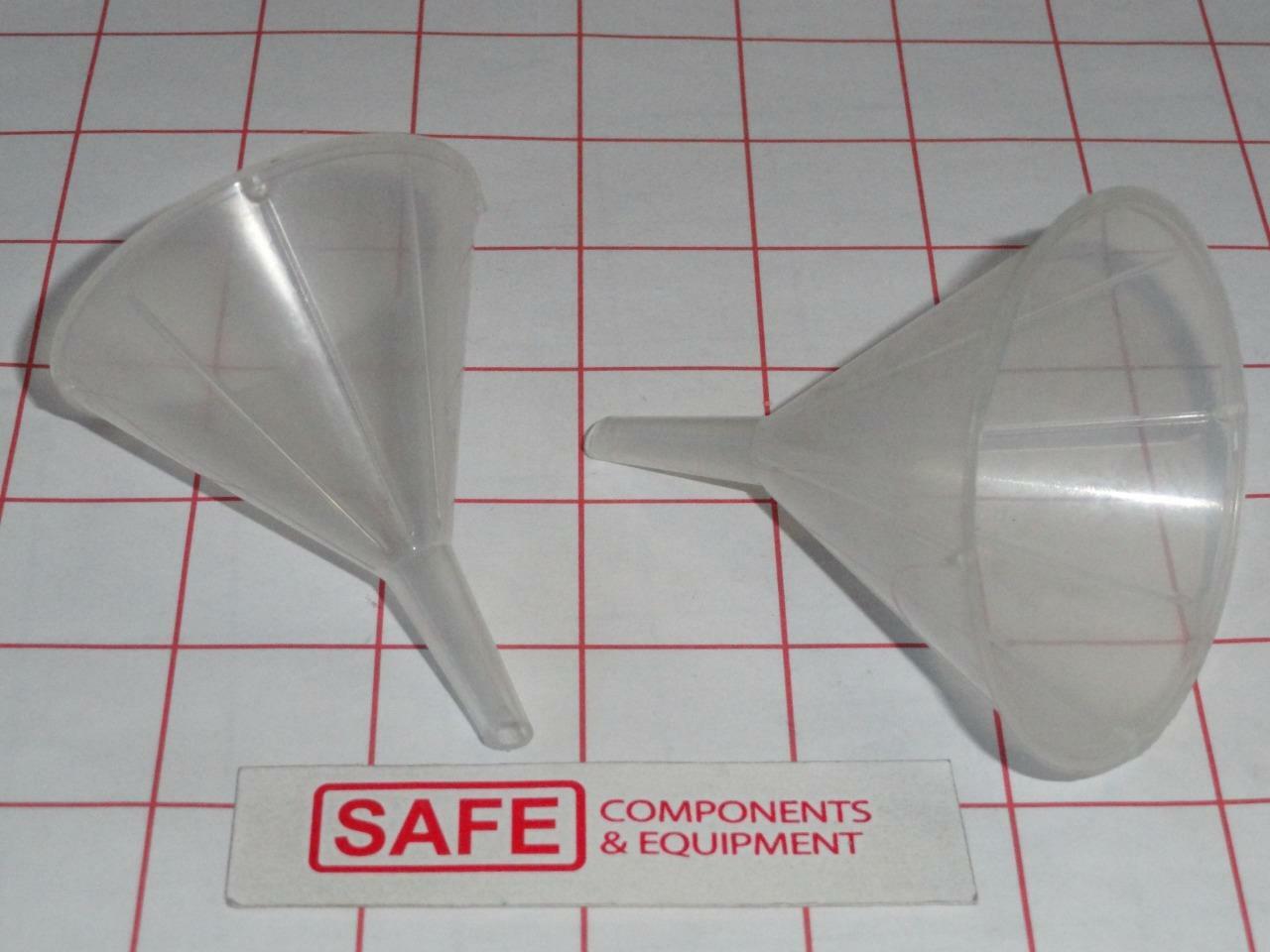 Lab Mini Funnels (1) 50mL & (1) 35mL Clear White, Stem 25mm L, 4mm Opening Q45-2