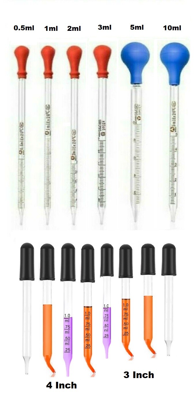 14 Pcs Assorted Kit of Essential Oils Medicine Art Eye Glass Graduated Dropper