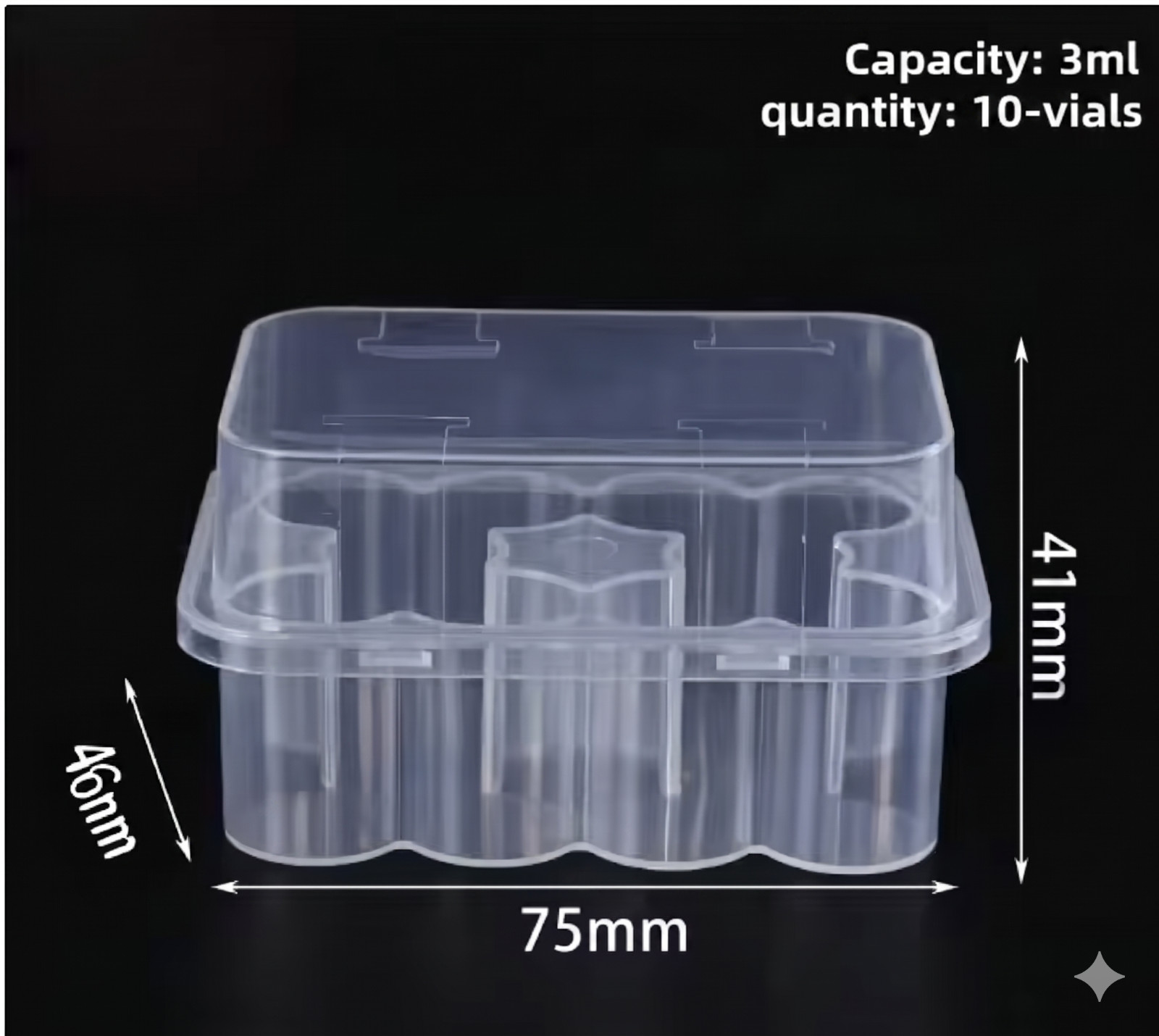 Peptide 3mL 10-vial Kit Glass Vial Case Plastic Storage Holder Box (5-100pcs)