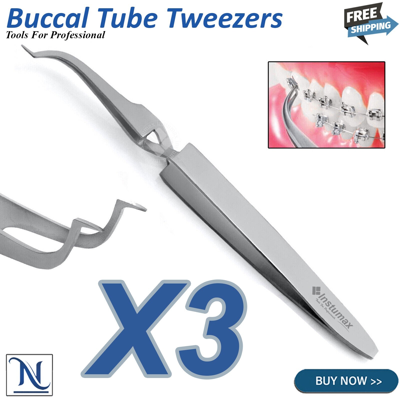 Orthodontic Lingual Bracket & Buccal Tube Holder Tweezers Ortho Dental Pinzas