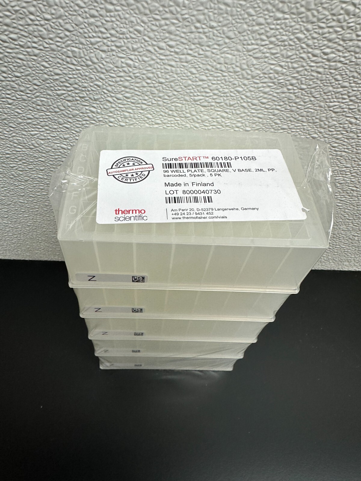 Thermo Scientific REF 60180-P105B Cert 96 Well Plate 2ML Barcoded