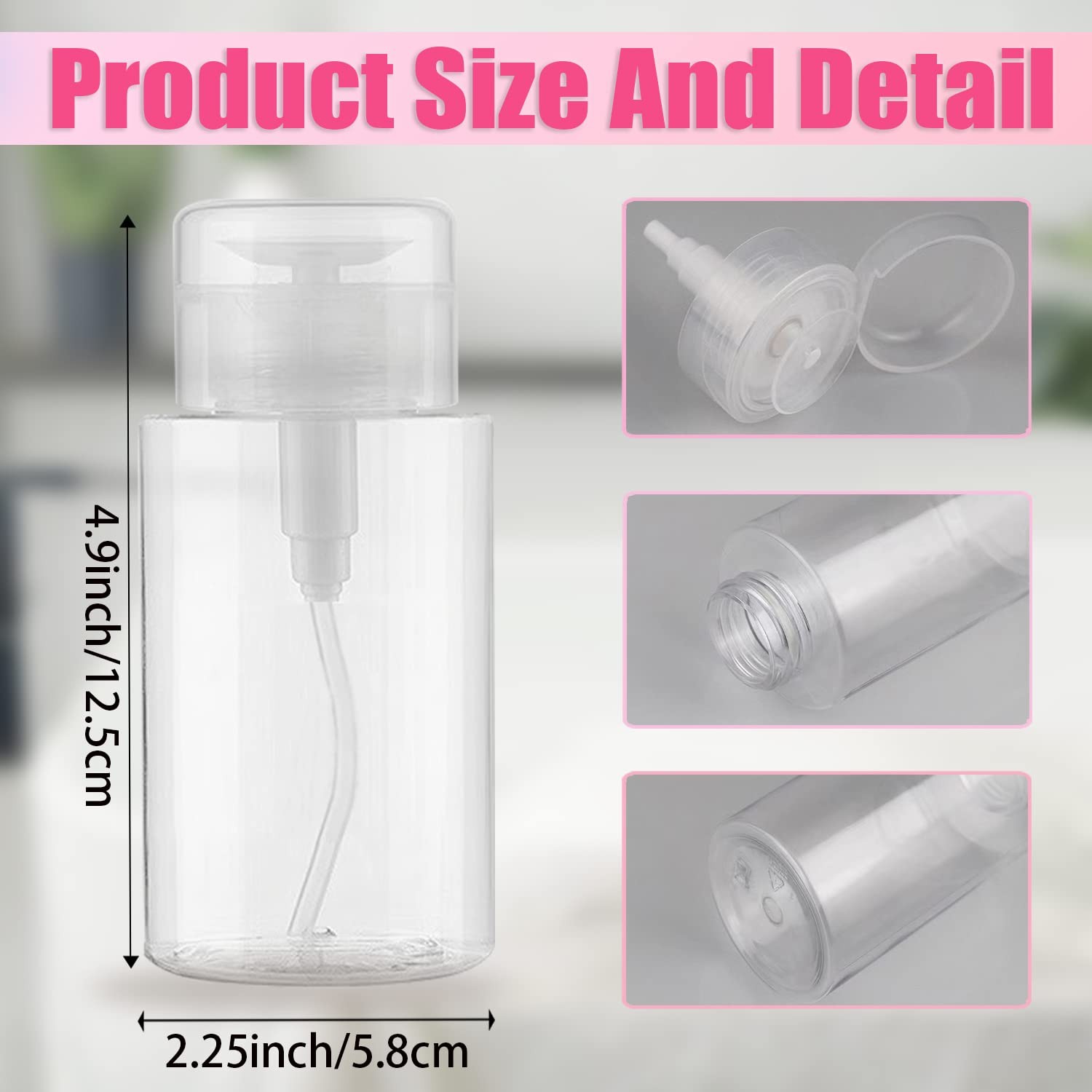 3 Pack Push Down Pump Dispenser Empty 4.9 inches x 2.25 inches, Clear