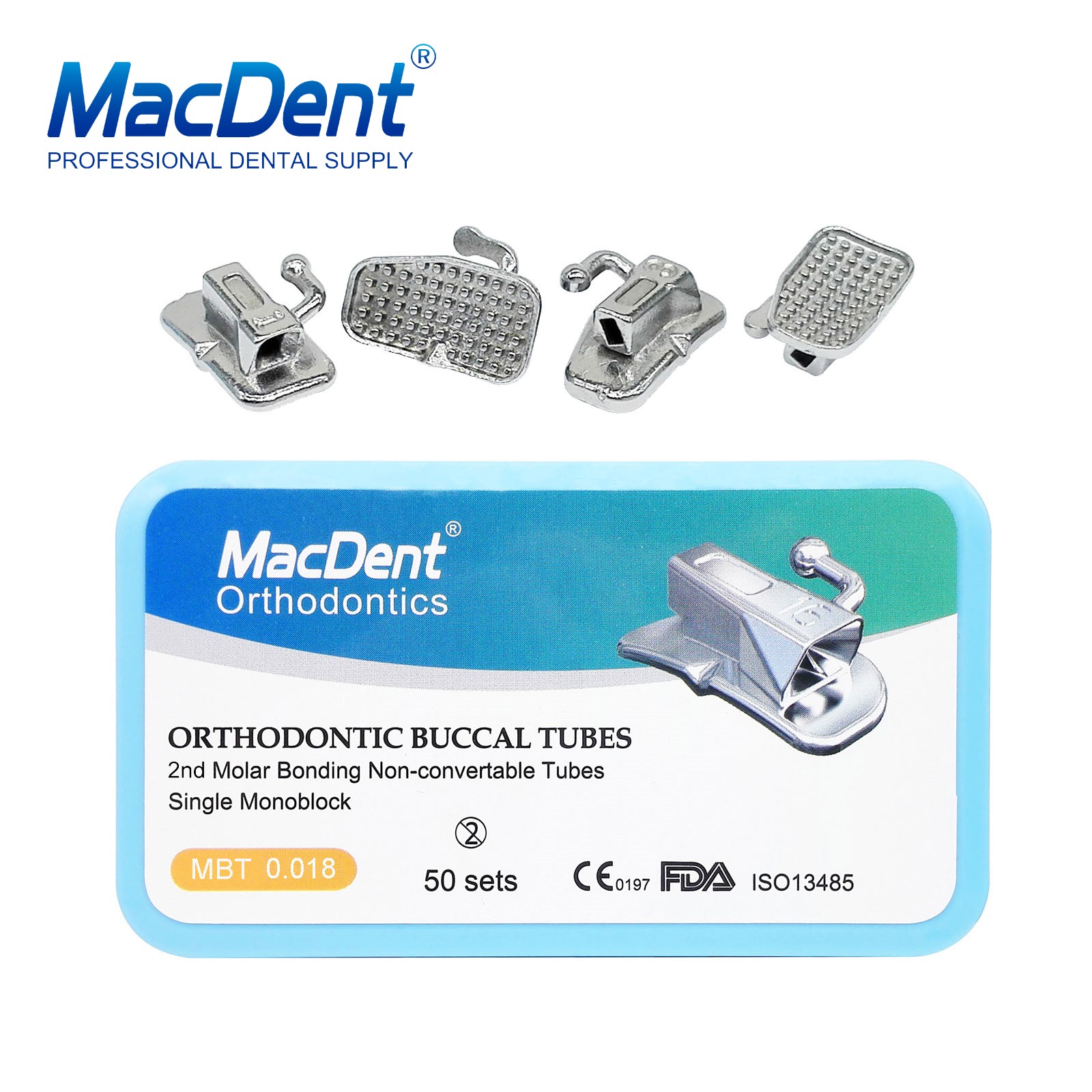 50Set Dental Orthodontic Buccal Tube 1st 2nd Molar Tube Roth MBT 022/018 MacDent