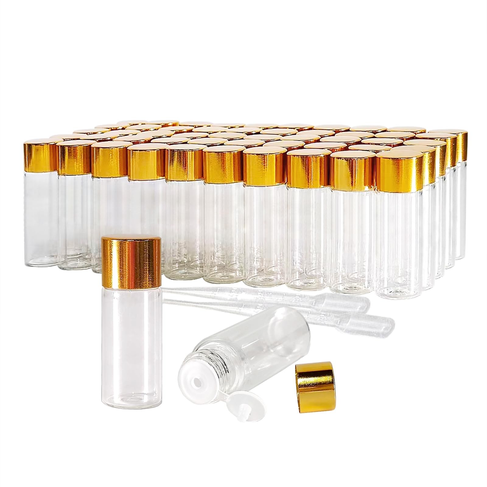 50Pcs 5ml Mini Essential Oil Bottles with Orifice Reducers and Gold Caps,5ml …
