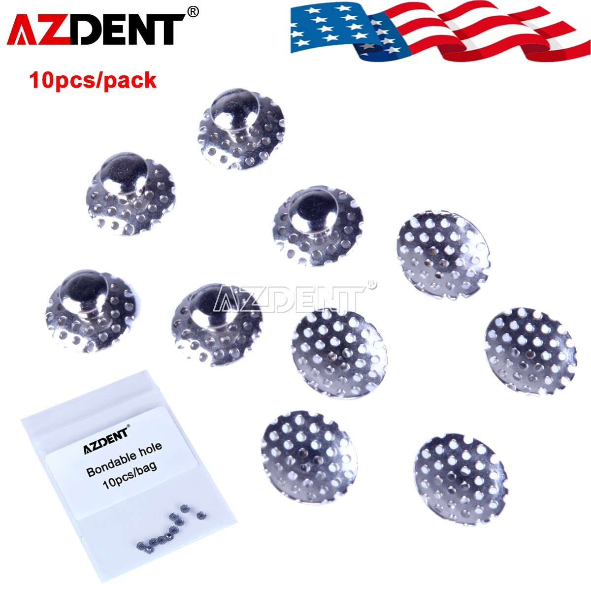 AZDENT Denal Orthodontic TOMY Round Perforated Hollow Lingual Buttons with Holes