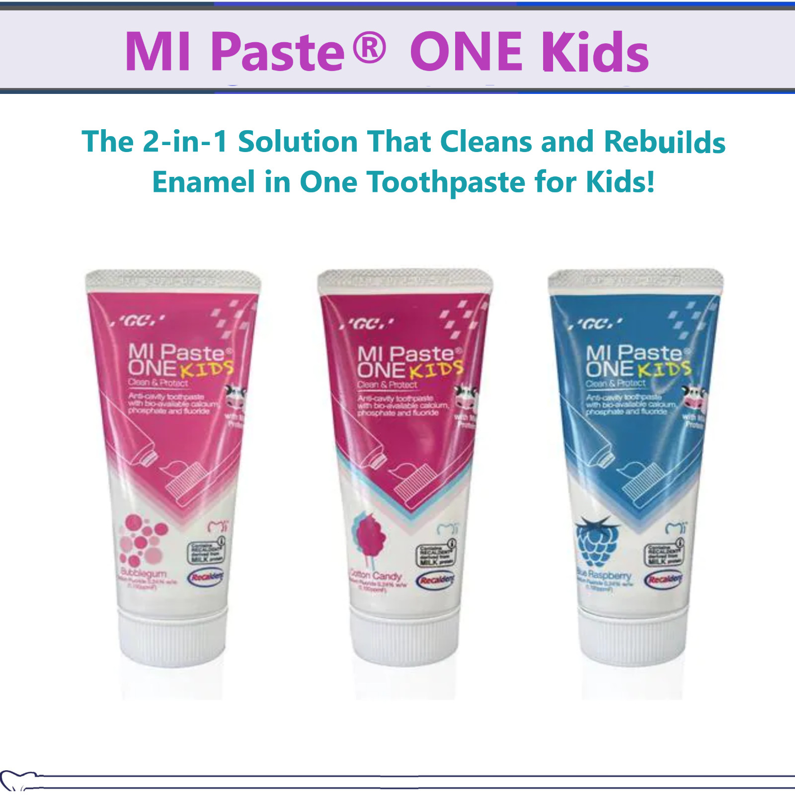 MI Paste ONE Kids two-in-one toothpaste for kids, 4g Tube, Ex: 06/2026