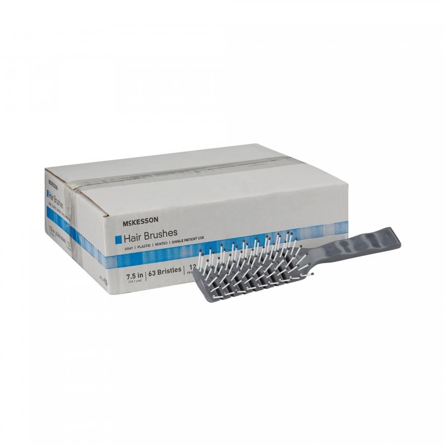 McKesson Hairbrush, 7.7 in, Gray Handle, Plastic, Adult, Free, 288 Count, 955