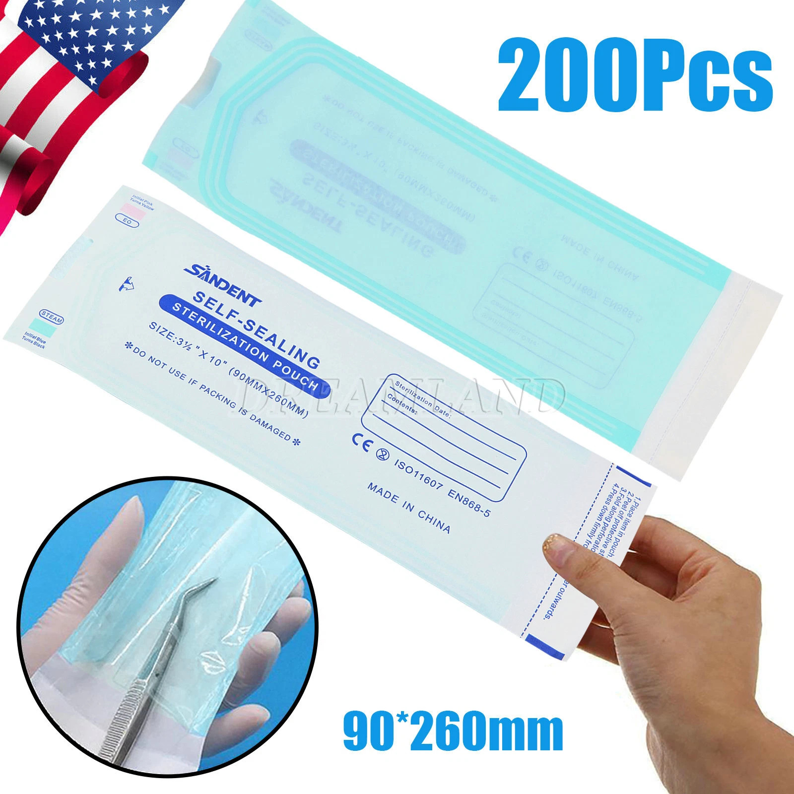 up to 7000 Sterilization Pouches 3.5 ” x 10 ” Dental Self Seal Pouch Bag