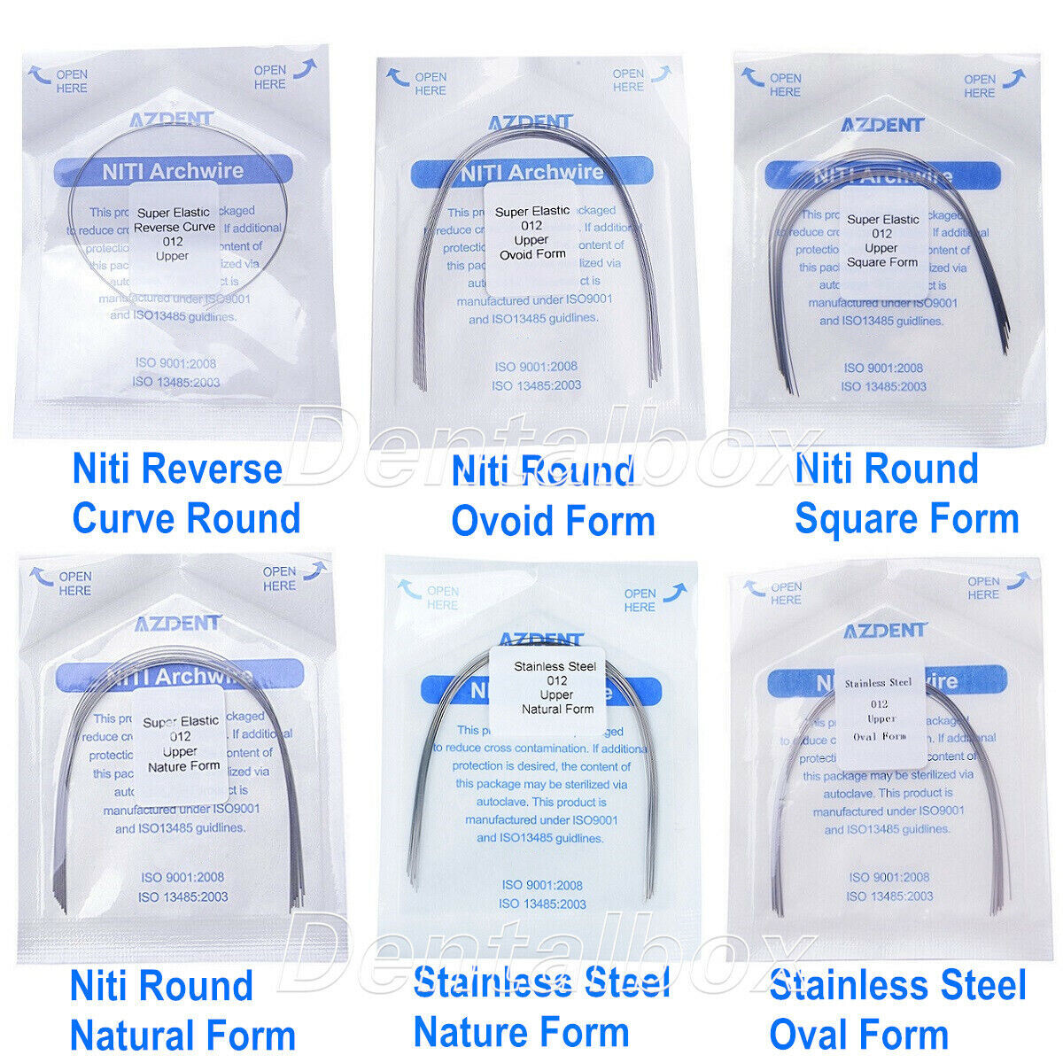 10bag AZ Dental Orthodontic NITI/Stainless Arch Wire Nature/Ovoid/Square Form