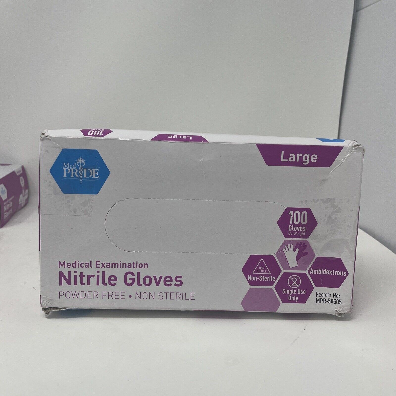 Medpride Medical Examination Nitrile Gloves-Large Box of 100 Gloves, Blue