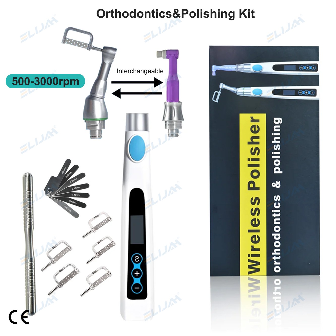 Dental Electric Polisher w/2 Detachable Polishing Heads Wireless Type-C Charging