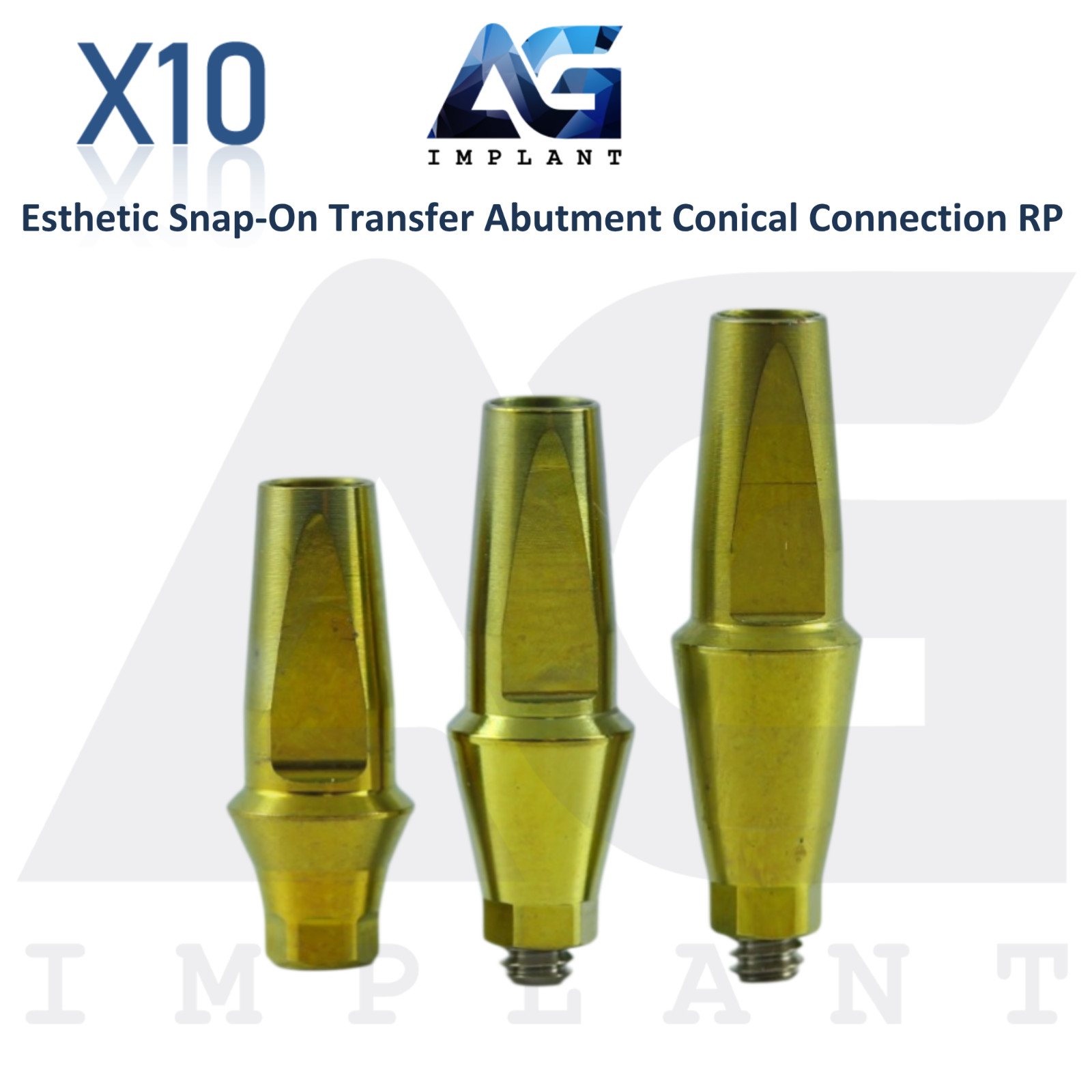 10 Dental Titanium Snap-On Transfer Prosthetic Conical Hex System RP 2.65mm