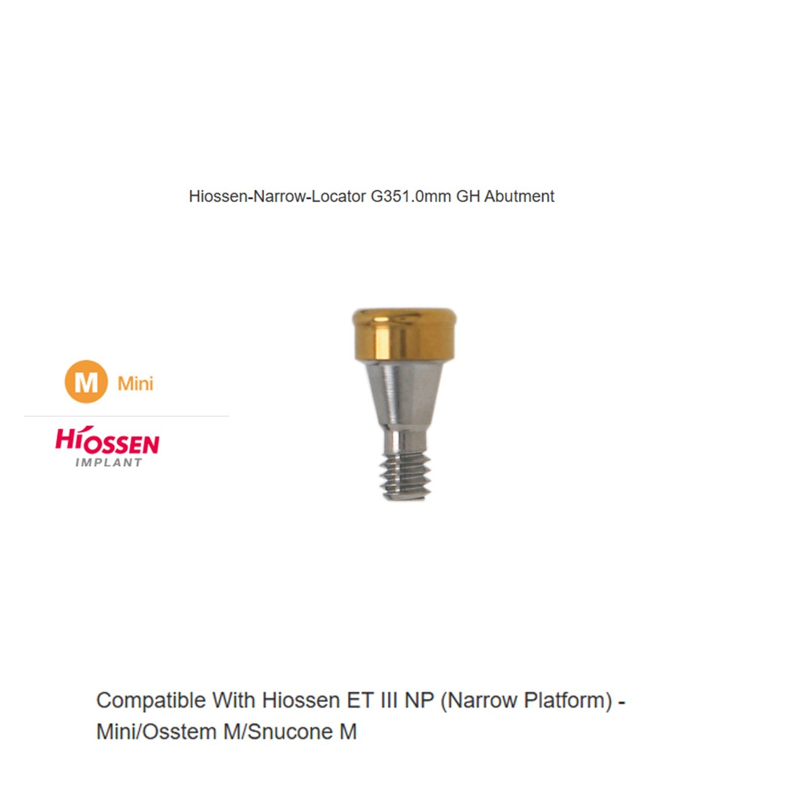 Hiossen Osstem Regular Mini Inter Hex Platform Fits Overdenture Locator abutment