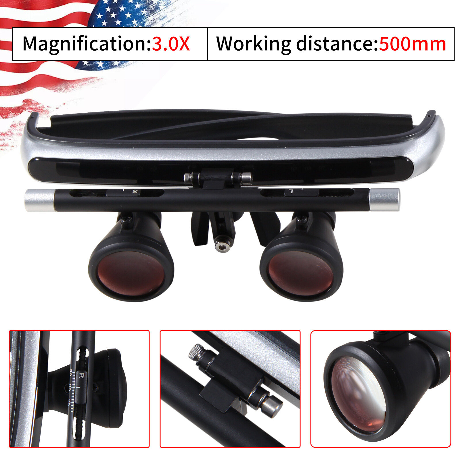 3.0X Magnification Binocular Dental Loupe Optical Magnifiers Magnifying