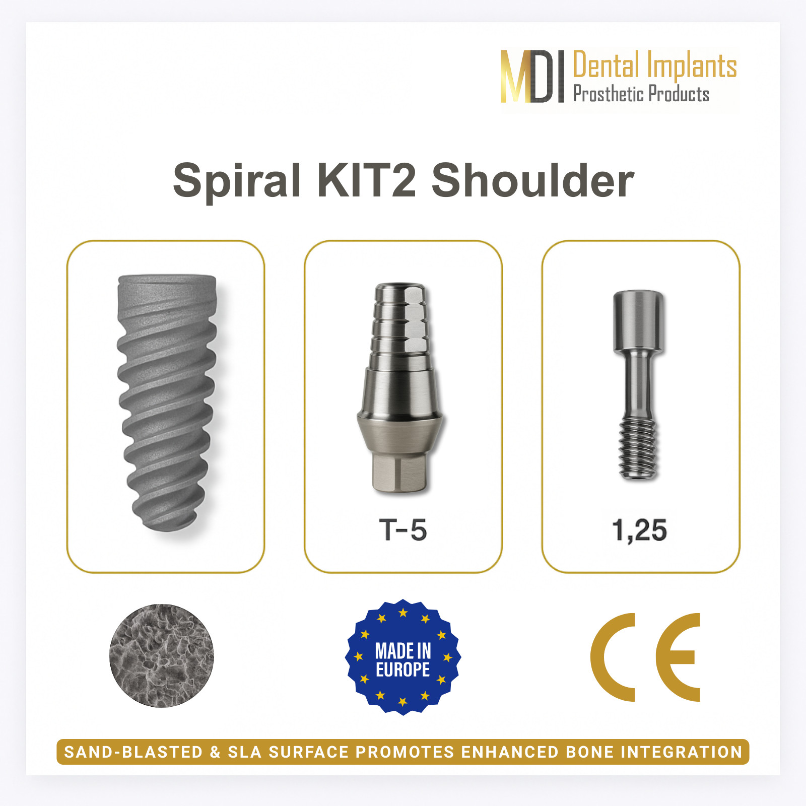 Dental Lab Fixture + Straight Shoulder Abutment + Screw | Internal Hex 2.42