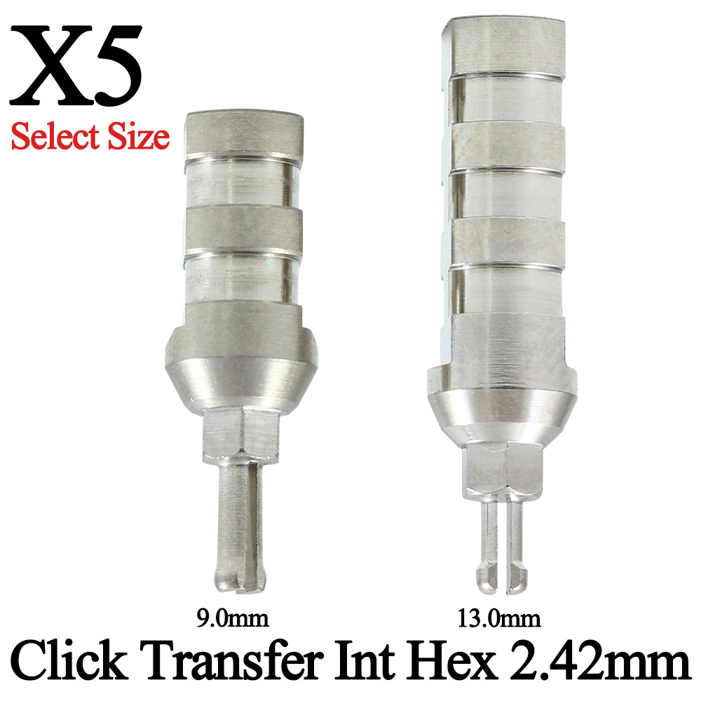 5pcs Dental Click Transfer Int Hex 2.42mm Titanium Lab Closed Tray Ø4.5mm