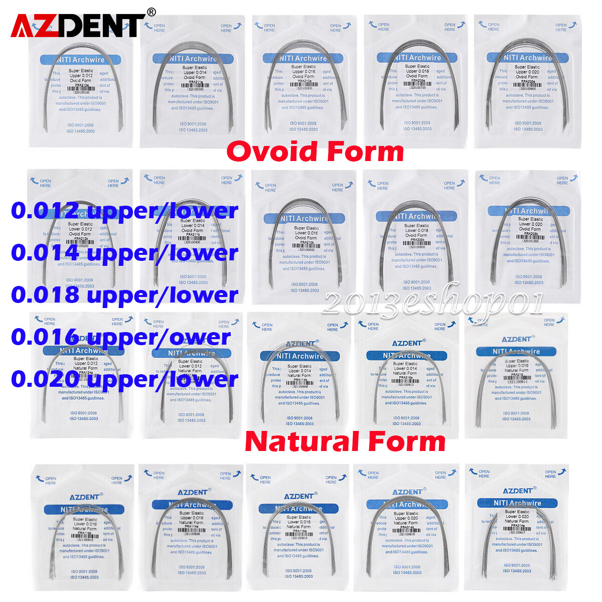 AZDENT Dental Orthodontic Super Elastic Niti Round Arch Wire Ovoid/Nature Form