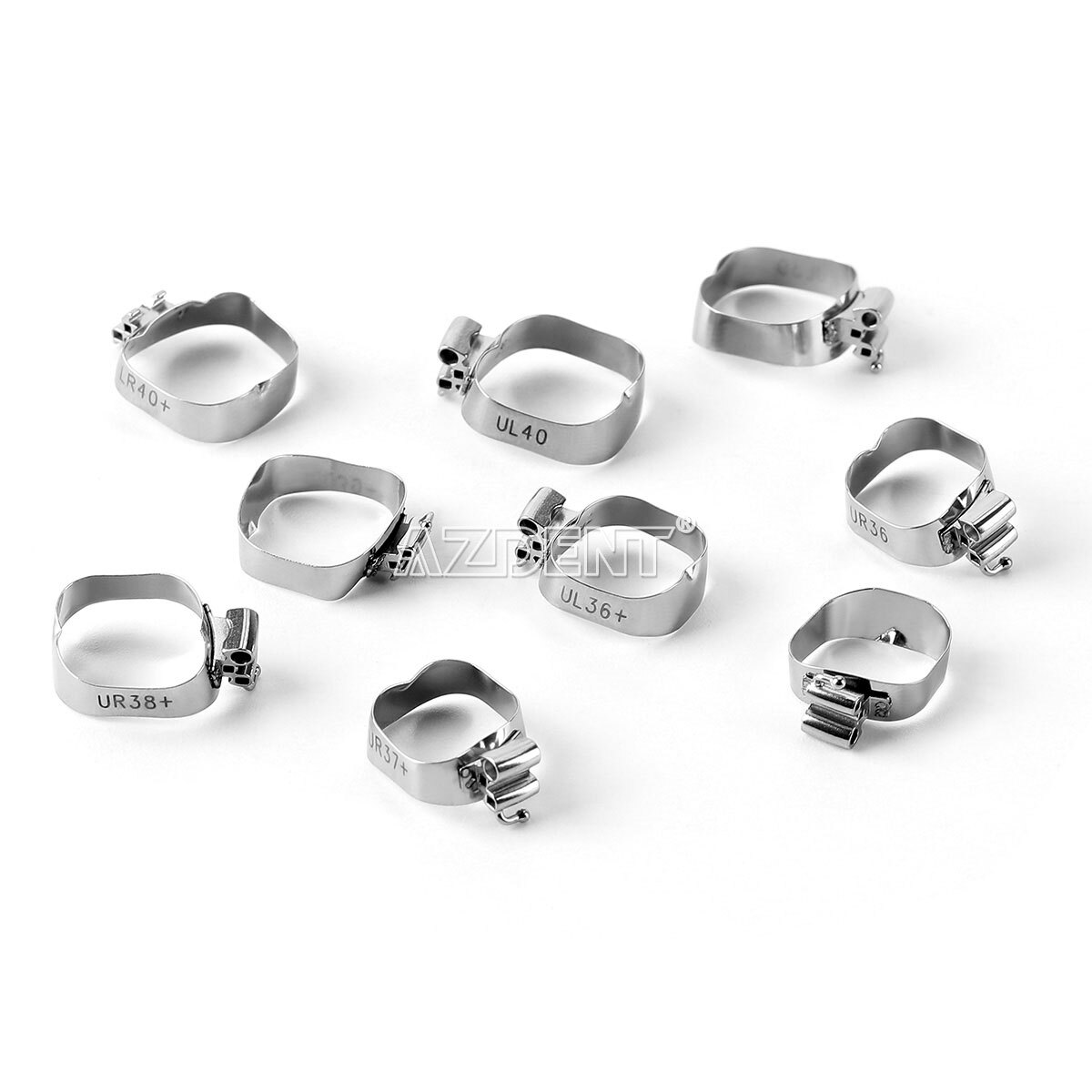 AZDENT Dental 1st Molar Bands Prewelded Buccal Tube Conv Roth.022 U3 L2 35#-40+#