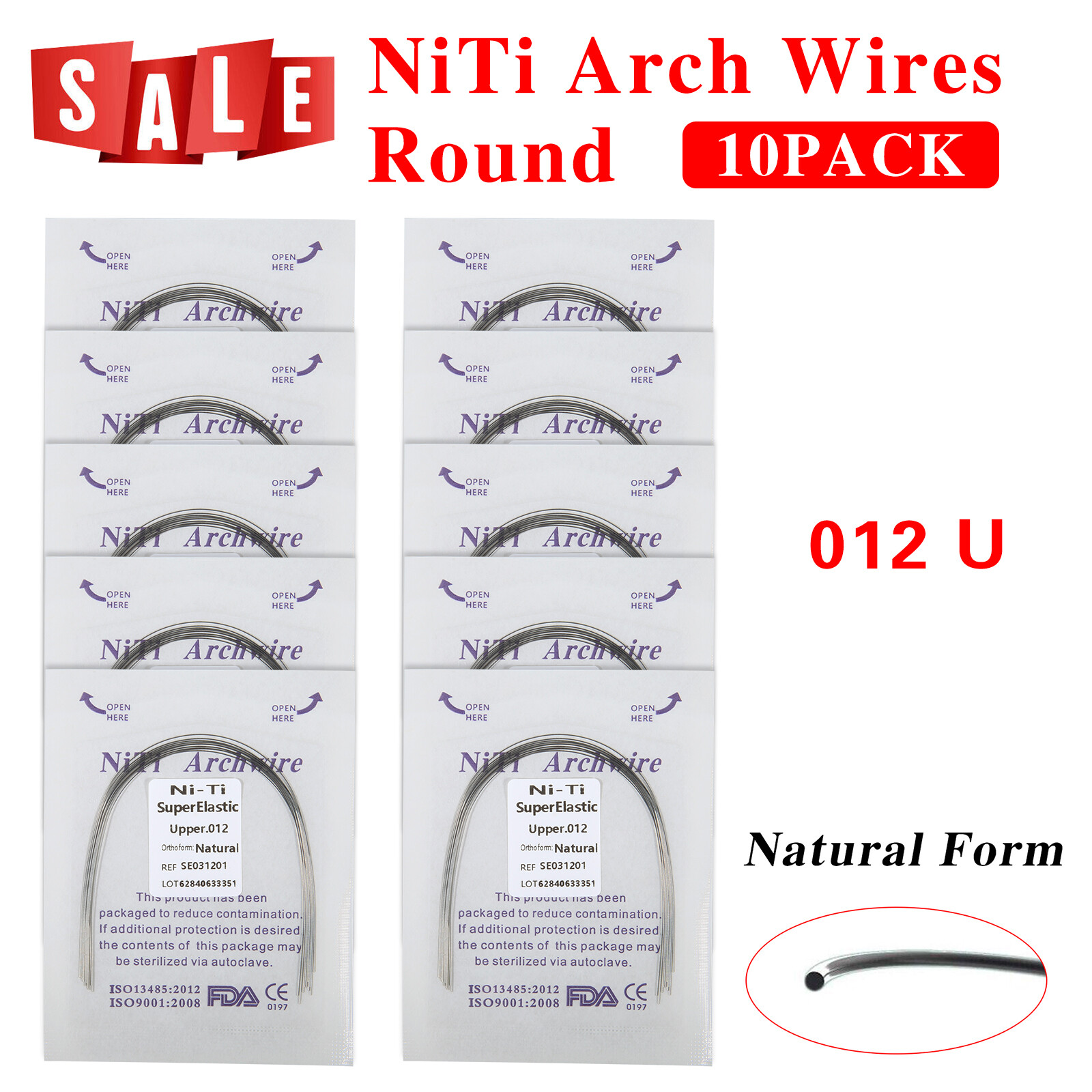 100PCS DENTAL Dental Orthodontic Super Elastic Niti Arch Wire Round Natural Form