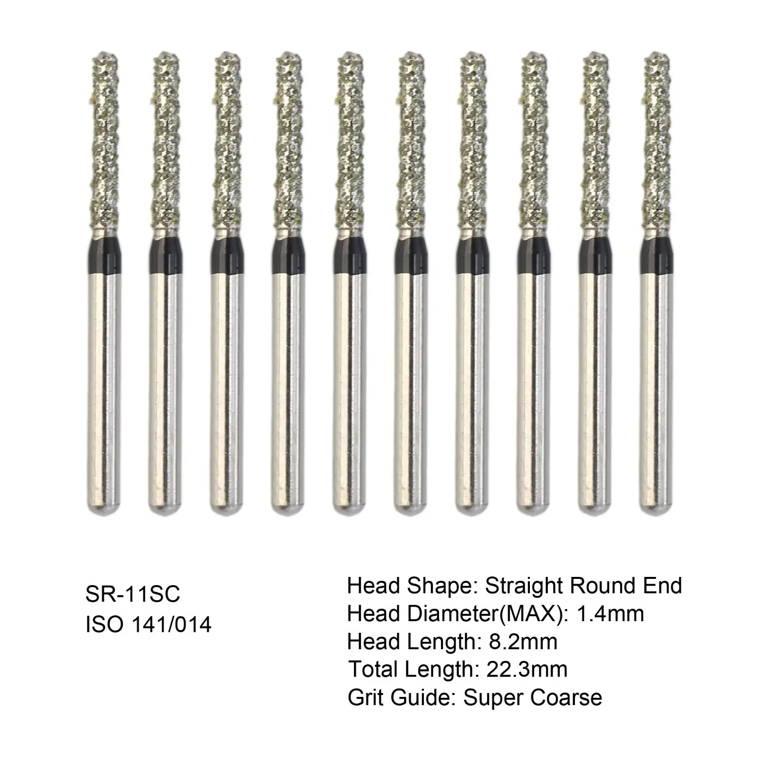 Dental Diamond Burs FG High Speed Round End Cylinder Burrs Super Coarse SR-11SC