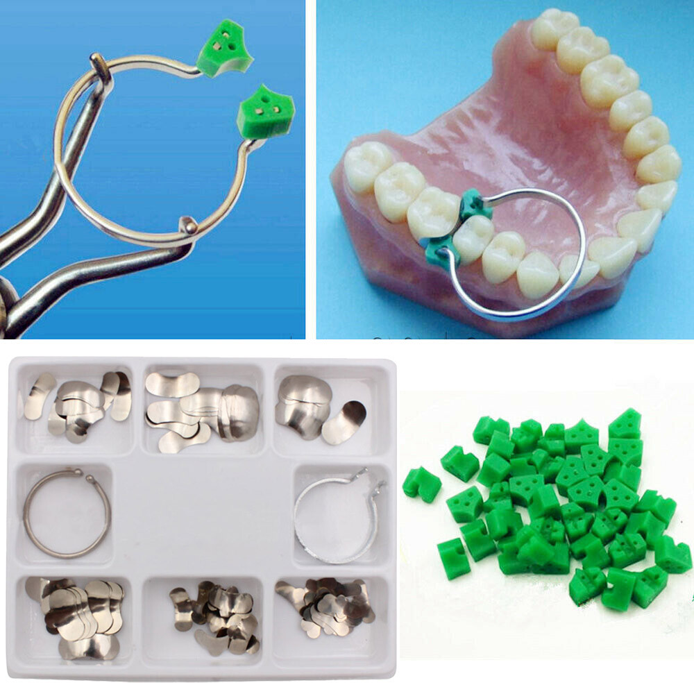 100pcs Dental Sectional Contoured Matrices Matrix Ring Delta & 40 Add-On Wedges