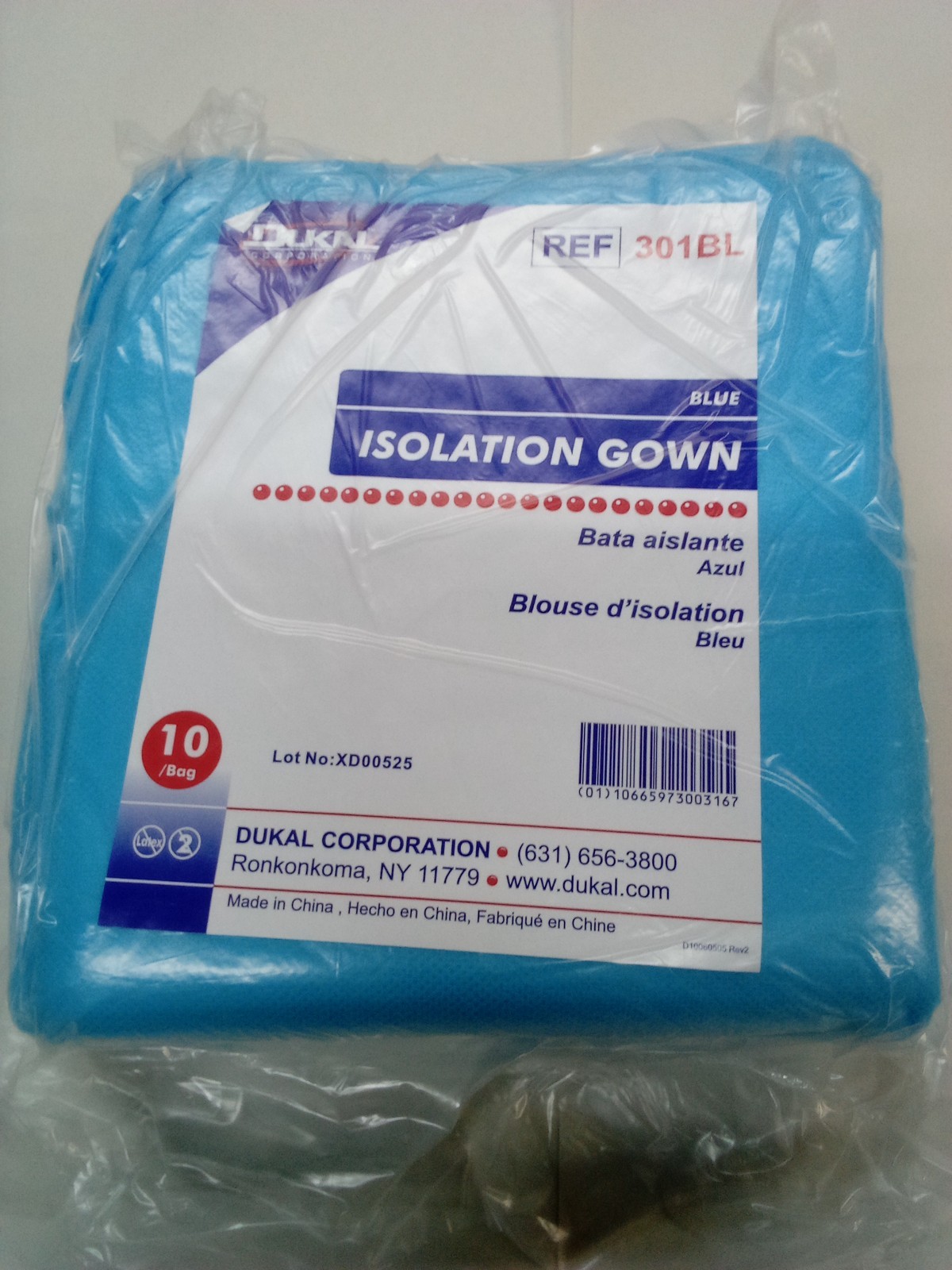Dukal 301BL Disposable Isolation Gown Fluid Resistant Blue – 10 PACK