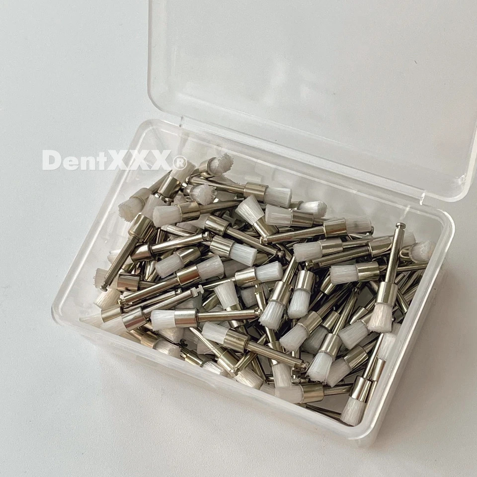 Dental White & Colorful Prophy Polishing Brush Nylon Flat Latch & Tapered 50 Pcs